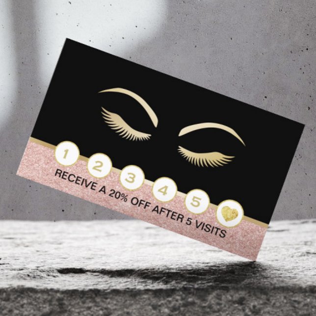 Lashes & Brow Makeup Artist Rose Gold Loyalty Card (Creator Uploaded)