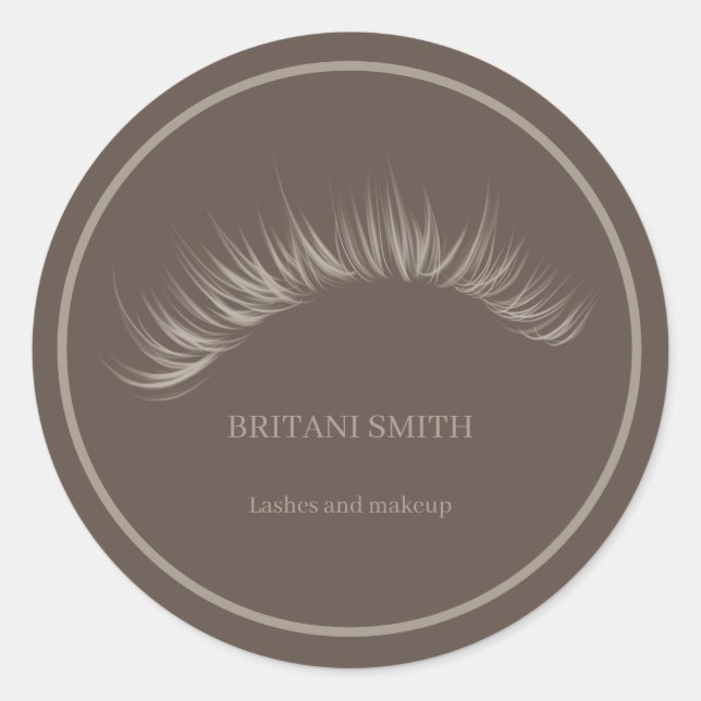 Lashes brown  classic round sticker (Front)