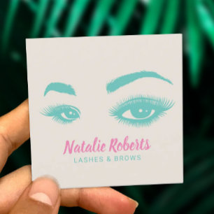 Lashes & Brows Beauty Salon Custom Colour Square Business Card