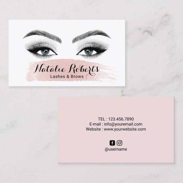 Lashes Brows Beauty Salon Custom Eyes Colour Business Card (Front/Back)