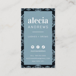 LASHES & BROWS cute vintage black turquoise blue Business Card