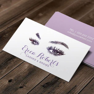 Lashes & Brows Elegant Purple Makeup Artist Business Card
