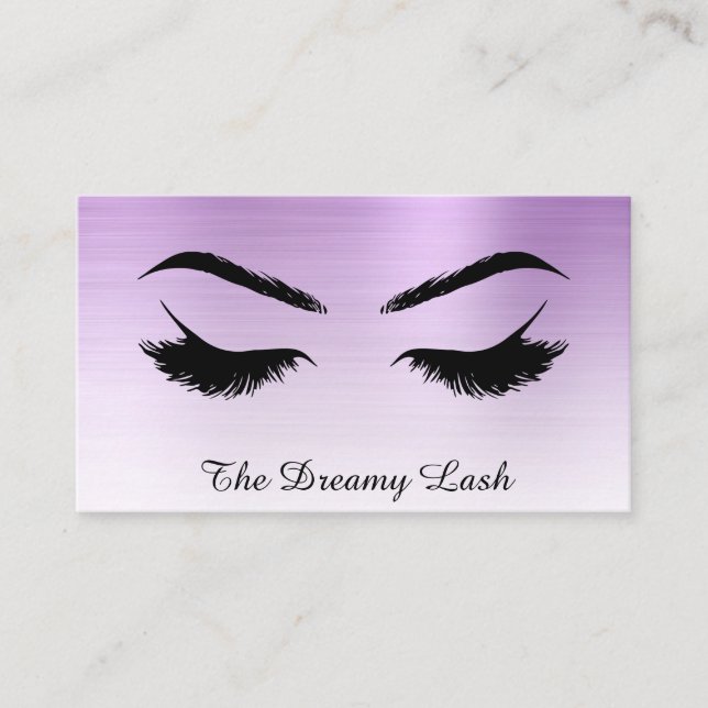 *~* Lashes Brows Extensions QR Metal VIOLET Business Card (Front)