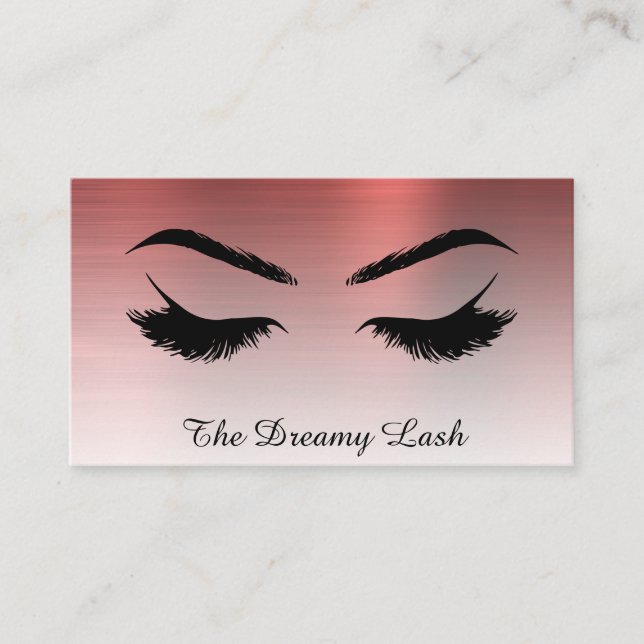 *~* Lashes Brows Extensions QR Metallic COPPER Business Card (Front)