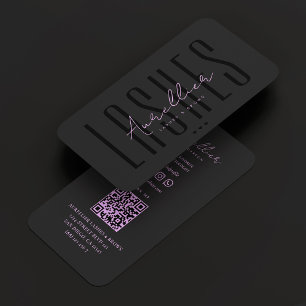Lashes Brows Makeup Artist Black Purple Beauty Business Card