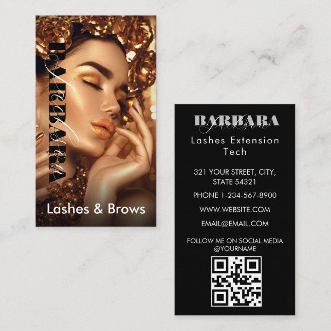 Lashes Brows Makeup Artist Blush Gold Beauty Salon Business Card (Front/Back)