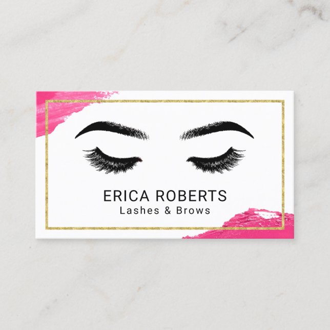 Lashes & Brows Makeup Artist Modern Beauty Salon Business Card (Front)