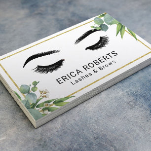 Lashes & Brows Makeup Artist Modern Foliage Business Card