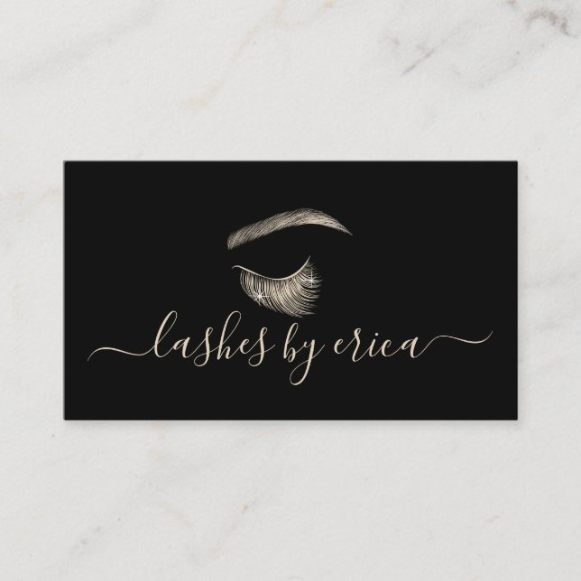 Lashes & Brows Makeup Artist Modern Gold Eyelash Business Card (Front)