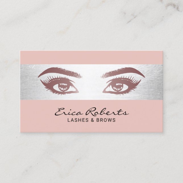 Lashes Brows Makeup Artist Rose Gold Beauty Salon Business Card (Front)