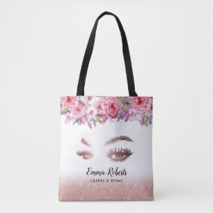 Lashes Brows Makeup Artist Rose Gold Beauty Salon Tote Bag