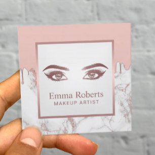 Lashes Brows Makeup Artist Rose Gold Marble Appointment Card