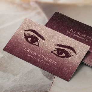 Lashes & Brows Makeup Artist Rose Gold Ombre Business Card