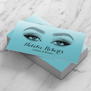 Lashes & Brows Makeup Artist Teal Beauty Salon Business Card