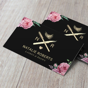 Lashes & Brows Makeup Artist Vintage Floral Salon Business Card