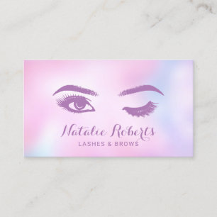 Lashes Brows Makeup Artist Watercolor Pink Salon Business Card