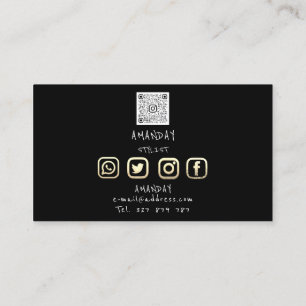 Lashes Brows Makeup Logo Social Black Gold  Business Card