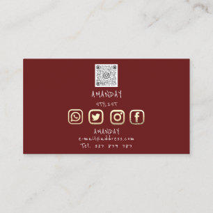  Lashes Brows Makeup Logo Social Media Burgundy Business Card