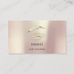 Lashes Brows Makeup Logo Social Rose Gold Business Card