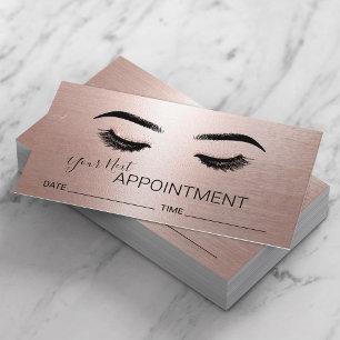 Lashes Brows Makeup Rose Gold Salon Appointment Card