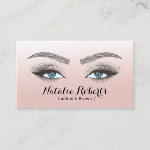 Lashes Brows Microblading Beauty Salon Blush Pink  Business Card