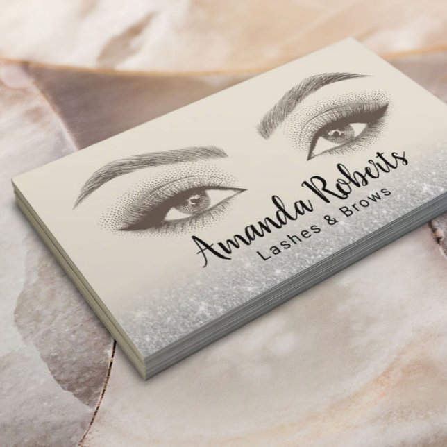 Lashes & Brows Microblading Beige Beauty Salon Business Card (Creator Uploaded)