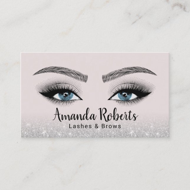 Lashes & Brows Microblading Girly Beauty Salon Business Card (Front)