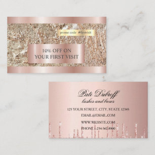 Lashes & Brows Microblading Pink & Silver Glitter Business Card
