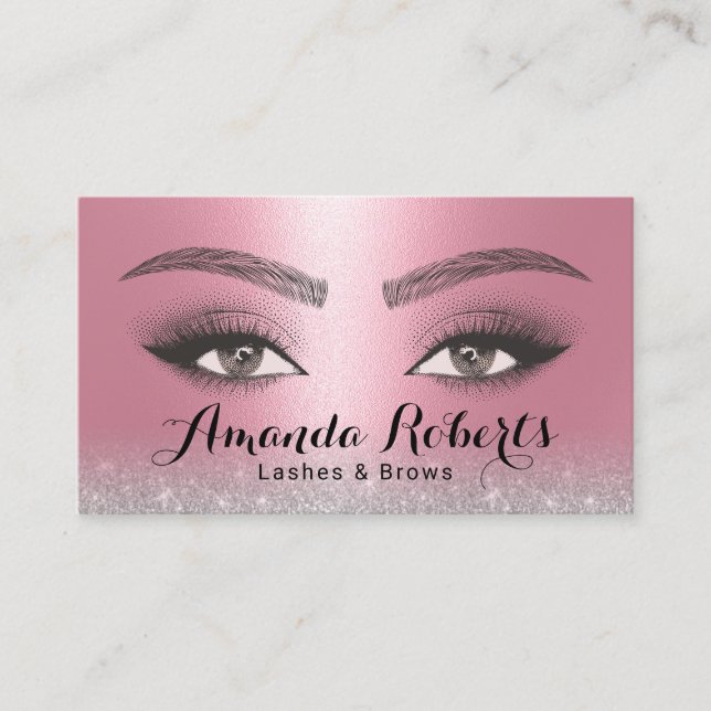 Lashes & Brows Microblading Salon Modern Pink Business Card (Front)