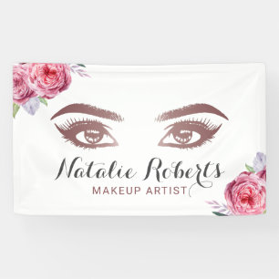 Lashes & Brows Salon Makeup Artist Vintage Floral Banner