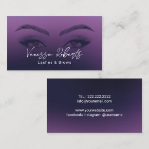 Lashes & Brows Salon Microblading Elegant Purple Business Card
