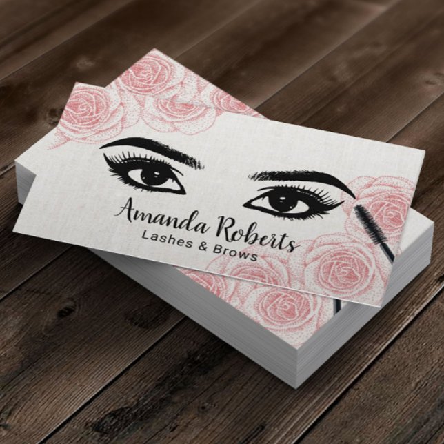 Lashes Brows Salon Typography Vintage Floral Business Card (Creator Uploaded)