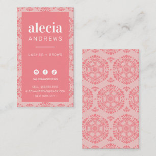 LASHES & BROWS stylish vintage coral blush pink Business Card