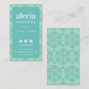 LASHES & BROWS stylish vintage mint jade green Business Card