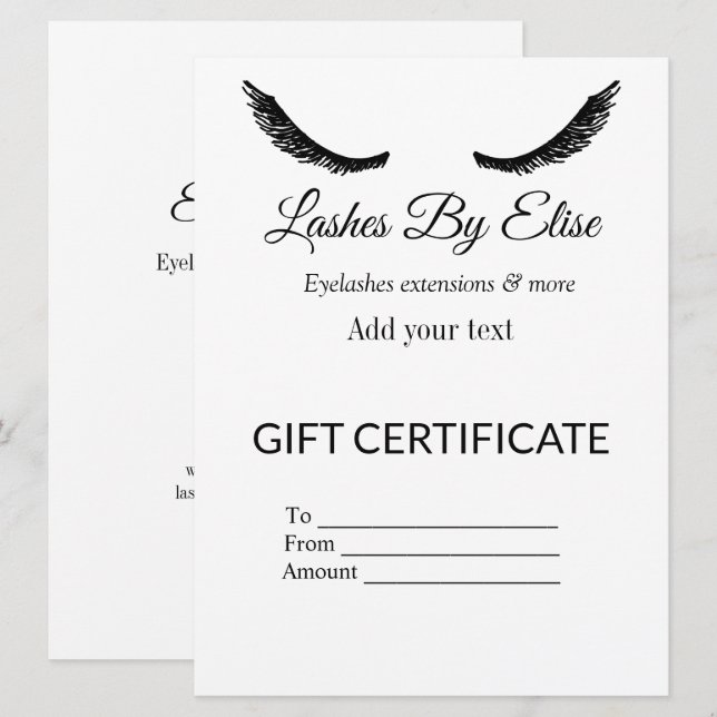 lashes by add name contact info social media gift  (Front/Back)