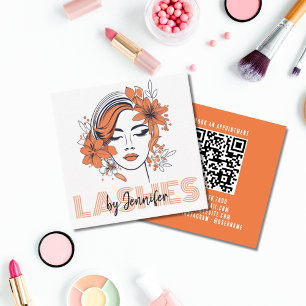 Lashes By Professional Modern QR Code Lash Tech Square Business Card