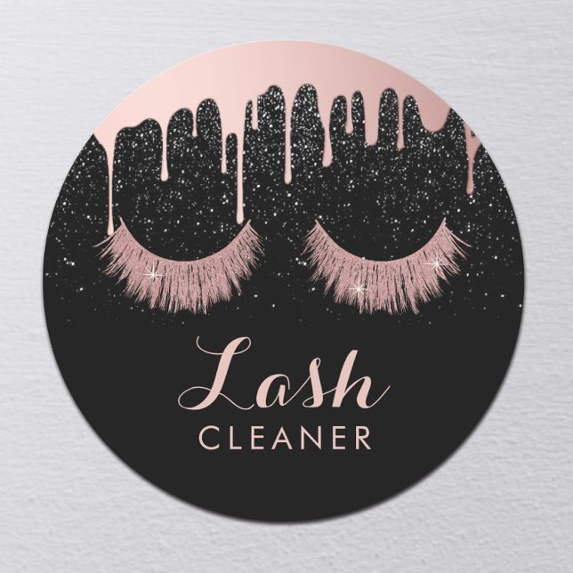 Lashes Cleaner Modern Rose Gold Dripping eyelash Classic Round Sticker (Creator Uploaded)