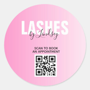 Lashes Custom Beauty Salon QR Code Business Classic Round Sticker