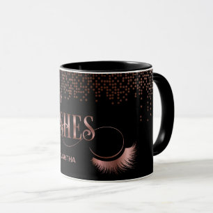 Lashes Dripping Rose Gold Typography Makeup Artist Mug
