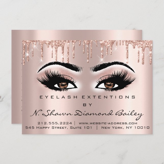 Lashes Extension Aftercare Instruction Brown Eyes Invitation (Front/Back)
