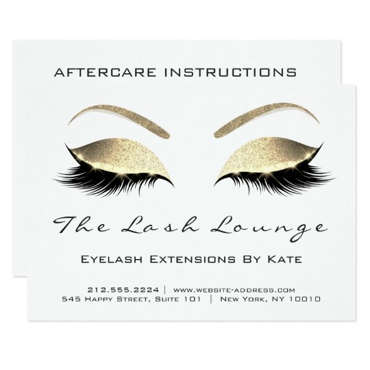 Lashes Extension Aftercare Instruction White Black Card