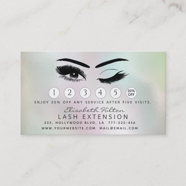 Lashes Extension Aftercare Instructions holopgraph Business Card (Front)
