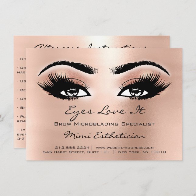 Lashes Extension Aftercare Instructions Peach Lux Invitation (Front/Back)