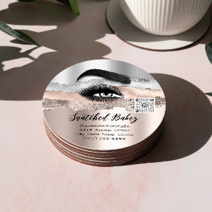 Lashes Extension Cosmetics Logo QR Code Classic Round Sticker