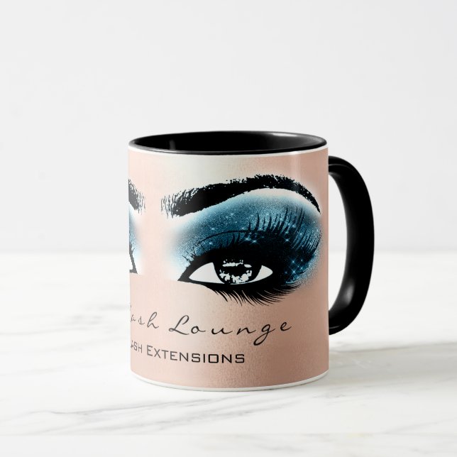Lashes Extension Eye Makeup Studio Blue Black Rose Mug (Front Right)
