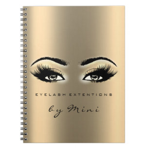 Lashes Extension Eyes Makeup Artist Gold Sepia Notebook