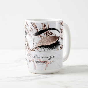 Lashes Extension Eyes Makeup Copper White Marble Coffee Mug