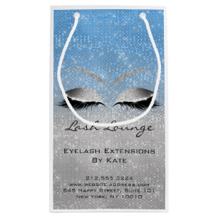 Lashes Extension Makeup Artist Beautique Blue Grey Small Gift Bag