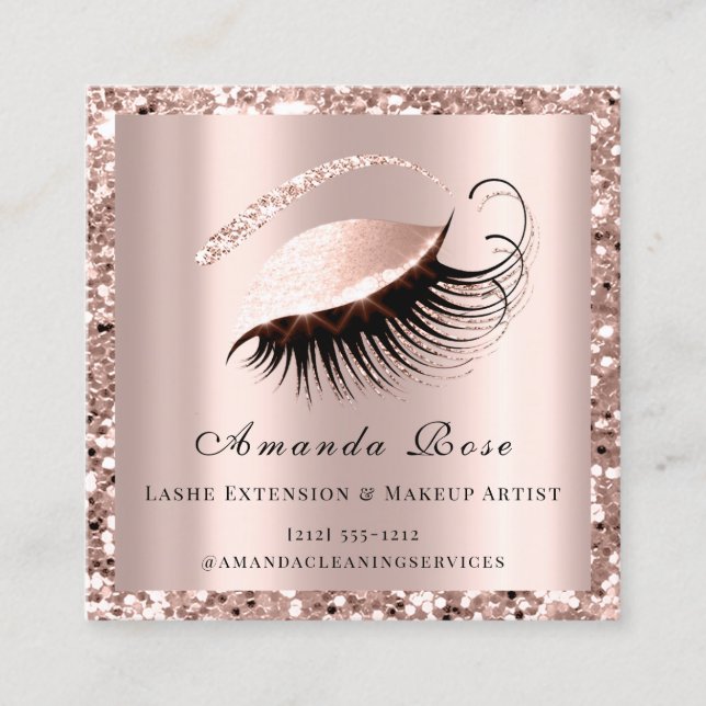 Lashes Extension Makeup Artist Beauty Rose Gold Appointment Card (Front)
