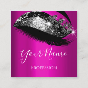 Lashes Extension  Makeup Artist Pink  Silver Vip Square Business Card